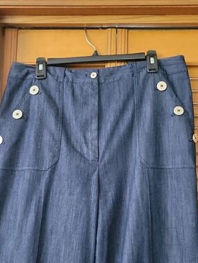 Tommy Hilfiger Navy Wide Leg Trim Jeans